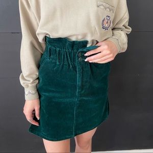 Corduroy high waisted emerald skirt!!!